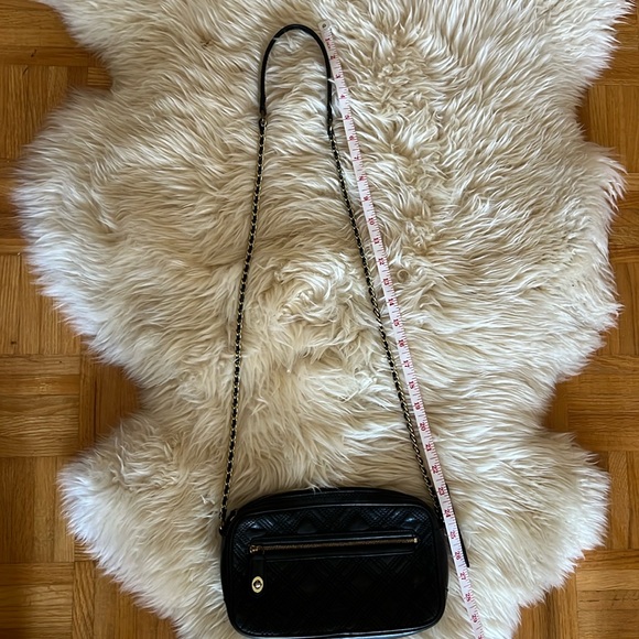 Authentic Black Leather Coach Crossbody Purse with Gold Chain Strap - Picture 15 of 16